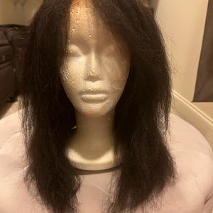 Human Hair Clean Hairline 13x6 Lace Frontal Wig, 14" Kinky Straight Hair